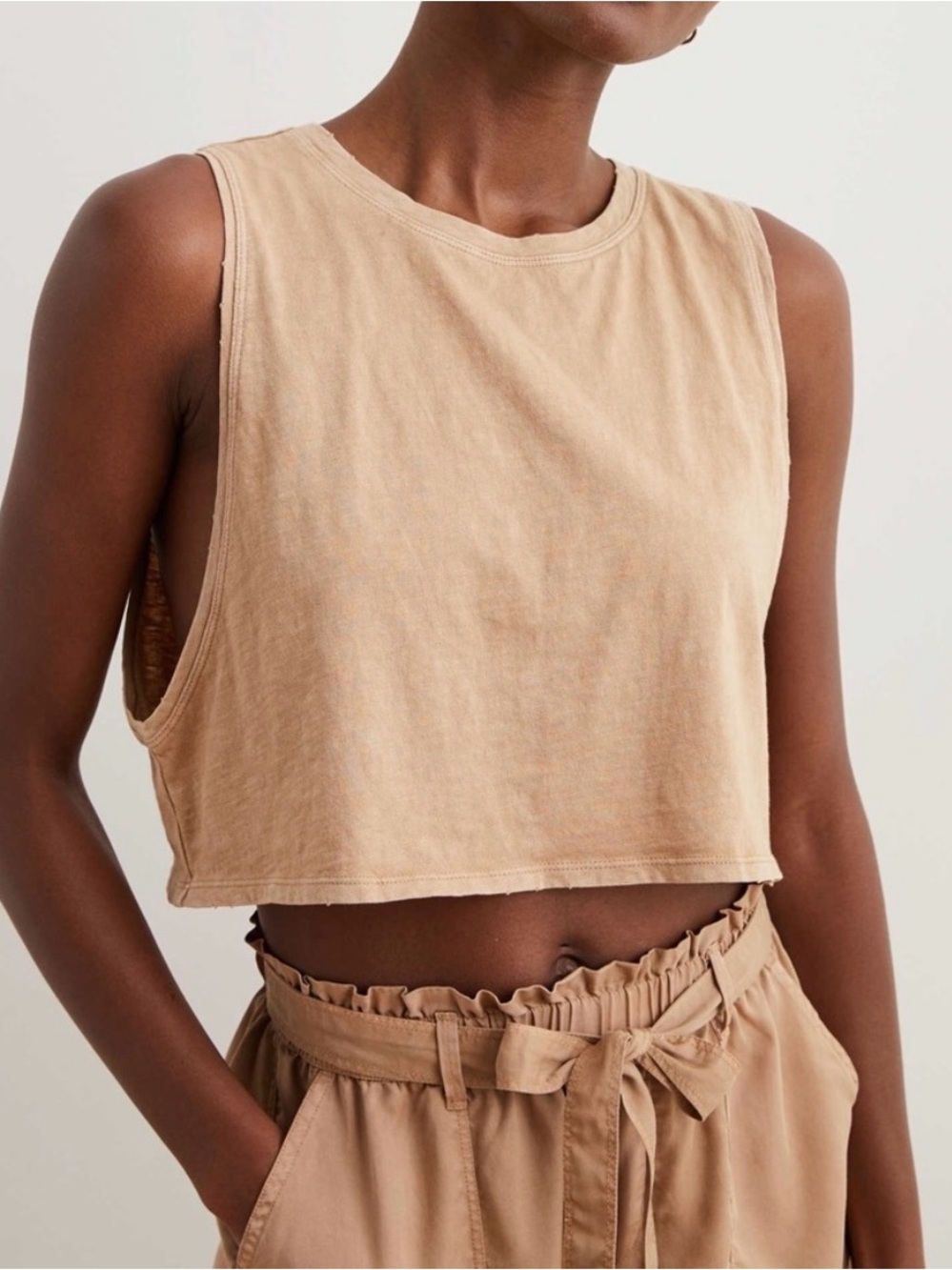 Aerie Sunwashed Desert Crop Muscle Tank in Toasted Almond Sz Small